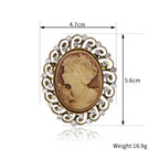 Vintage Victorian Design Queen's Cameo Brooch Pin, Antique Wedding Beauty Jewelry Gift, Elegant Style