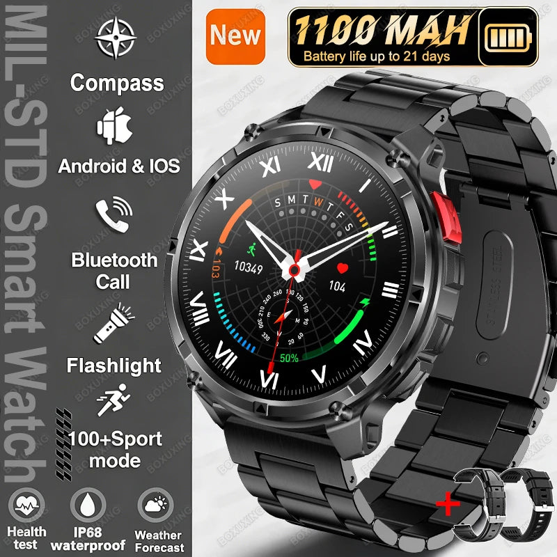 2026 New T-Rex 3 Ultra 1100mAh Smart Watch 5ATM Waterproof Outdoor Sports GPS Track Heart Rate Compass Bluetooth Call Smartwatch