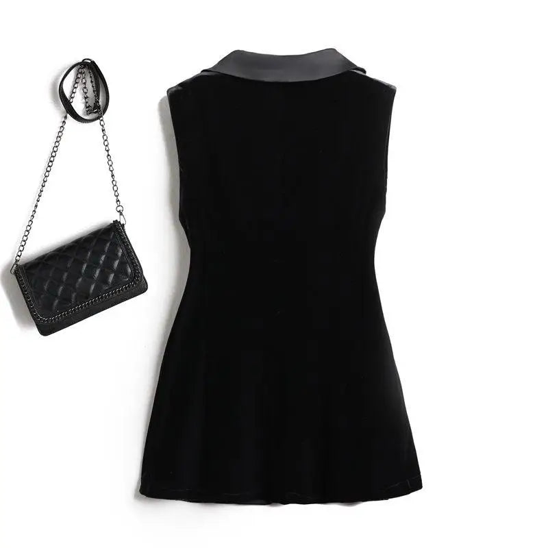 Black Velvet Vest Jacket For Women Sleeveless Blazer Fashion 2026 Spring And AutumnSuit Tank Top  Retro Waistcoat Z2338 Secondary image