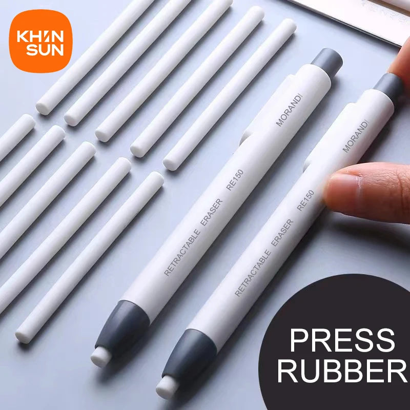 KHINSUN Press Retractable Pencil Eraser Correction Supplies Pen Style Pencil Rubber Writing School Supplies Stationery Main image