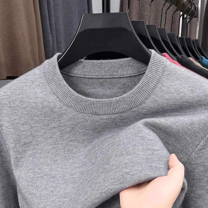 2025 New Men's Casual Sweater Round Neck Long Sleeve Knitted Sweater Diamond Pattern Fashion Versatile Top 2029