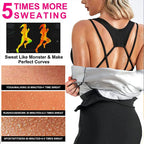 MrifDila Sauna Suit Jumpsuit Full Zip Up Sweatsuit Hot Sweating Jumpsuit Long Sleeve Romper Bottom Pants Sweating Bodysuit Shape
