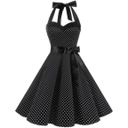 Women Polka Dot Print Summer Dress Sexy Retro White Halter Vintage Dress Robe Femme Pin Up Rockabilly Party Dress