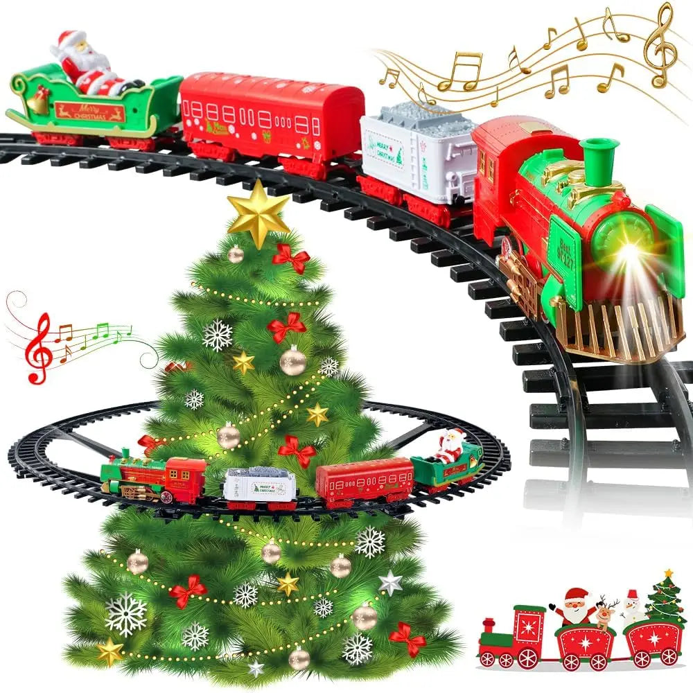 VATOS Hanging Christmas Train Set Toy Light and Sound Train Around Christmas Tree Decoration Gift Indoor Home Toys for Kids Main image