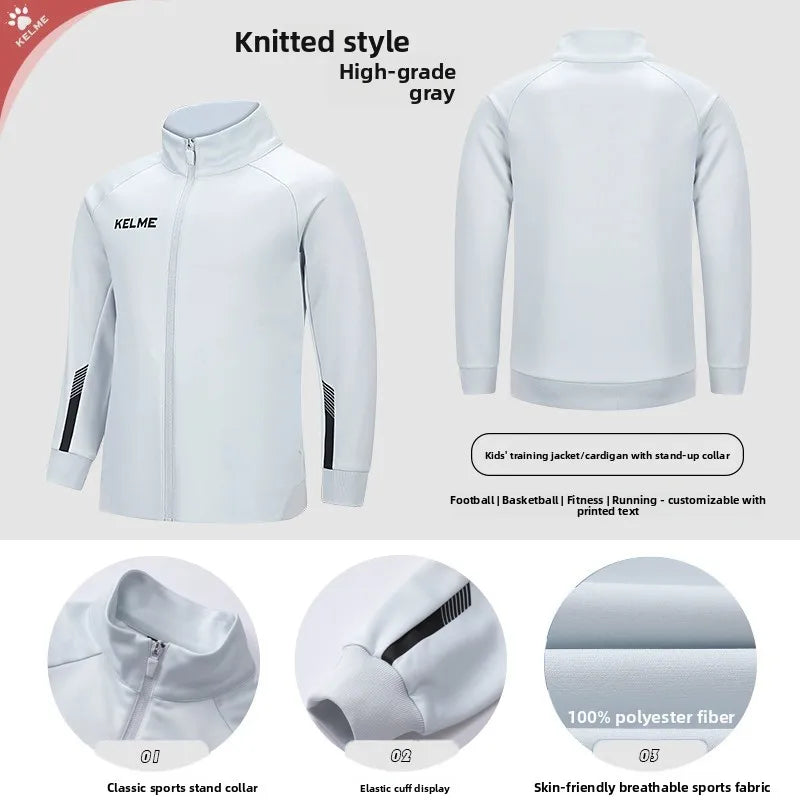 Kelme Children's Sports Jacket Autumn And Winter Knitted Jacket Outdoor Windproof Running Training Suit