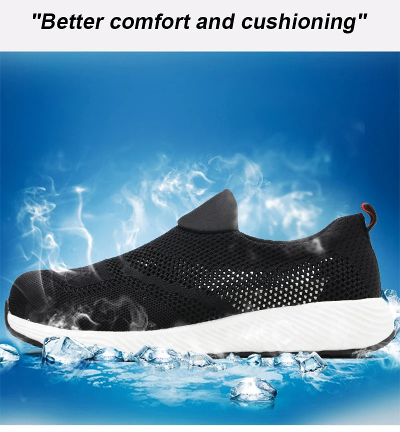 Summer Mesh Light Work Sneakers Steel Toe Protective Work Safety Shoes Men Women Breathable Construction Shoes Work Boots Men