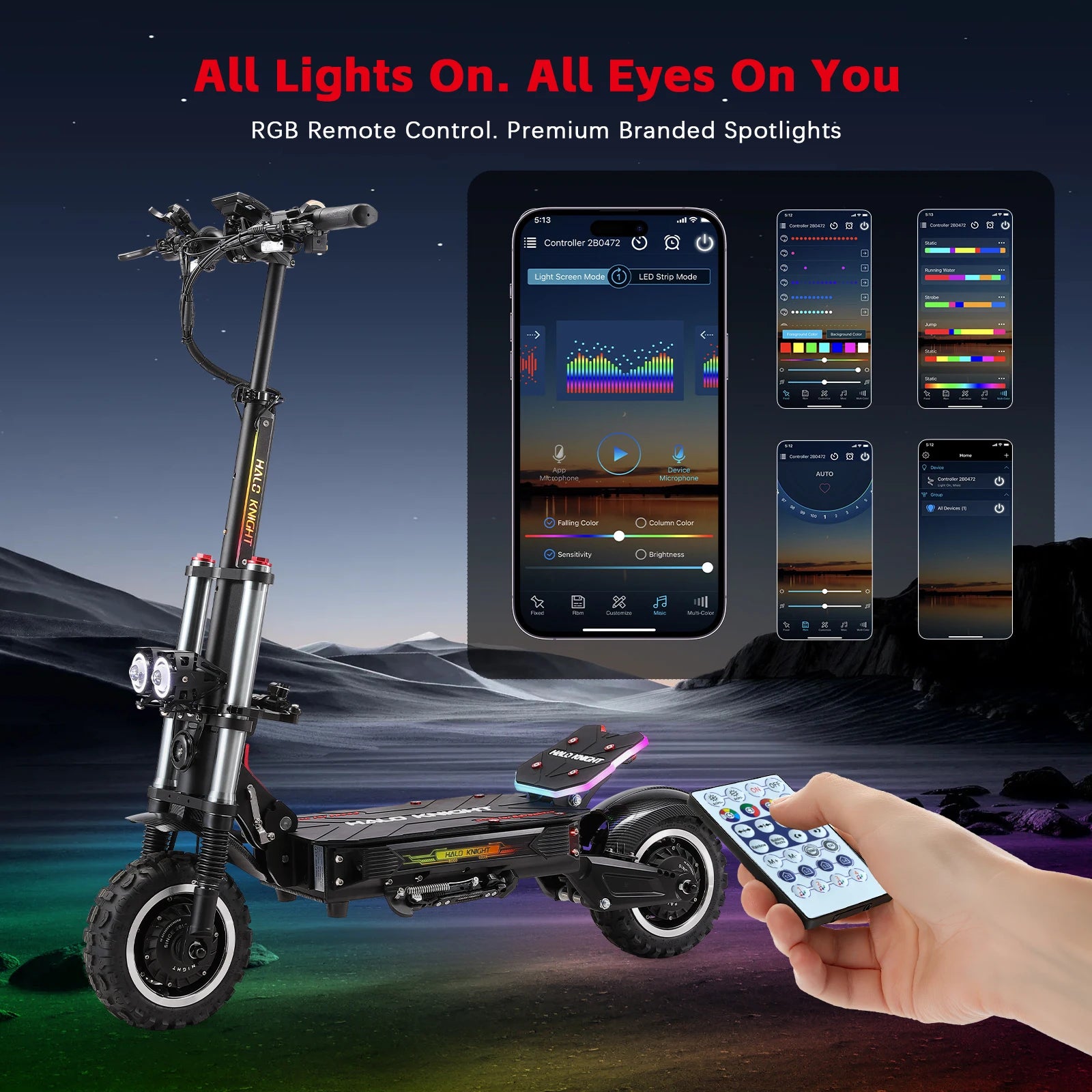 New HALO KNIGHT T107Pro Large Display Smart Escooter Adults 60V 38.4Ah Battery 3000W Dual Motor 95KM/H Powerful Electric Scooter