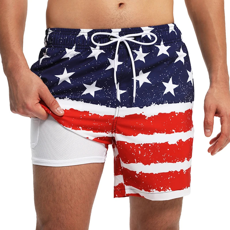 ESCATCH Summer 2026 New Fashion Polyester Swimming Shorts Men Gym Board Quickly Dry Elastic Waist Traje De Baño Beach Pants