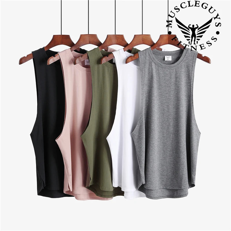 Grey Men's Sleeveless Tank Top Fitness Clothing Sportswear Gym Stringer Bodybuilding Undershirt Fashion Vest for Men
