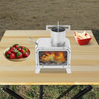 Portable Camping Wood Stove, Mini Stainless Steel Fire Pit for Outdoor Cooking, Hiking, BBQ, with Glass Window & Airflow Vents