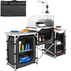 SucceBuy Camping Outdoor Kitchen Table Cabinet Foldable Folding Cooking Storage Rack Aluminum Alloy Bracket for BBQ Picnic