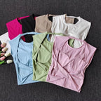 Women's Slim Fit Open Back Sports Tank Built in Fixed Cups Breathable Pilates Yoga Workout Top