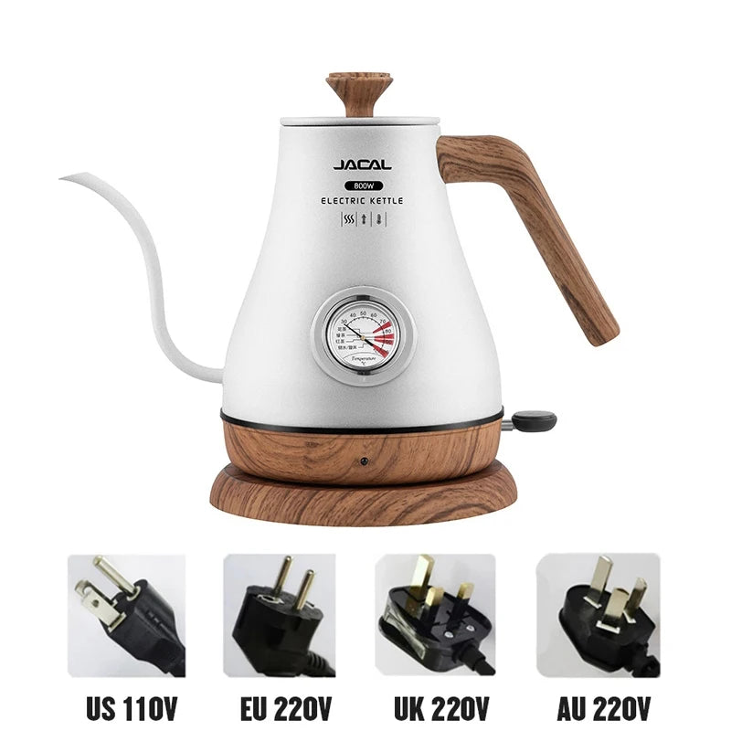 800W Electric Kettle Long Spout Coffee Kettle Tea Pot Hand Brewing Coffee Pot Tea Maker with Temperature Controller 1L