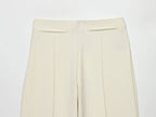 HH Women Elegant Beige Matching Set O Neck T-Shirt Solid Puff Sleeve Top Casual Lady Wide Leg Trousers High Street Chic Outfit