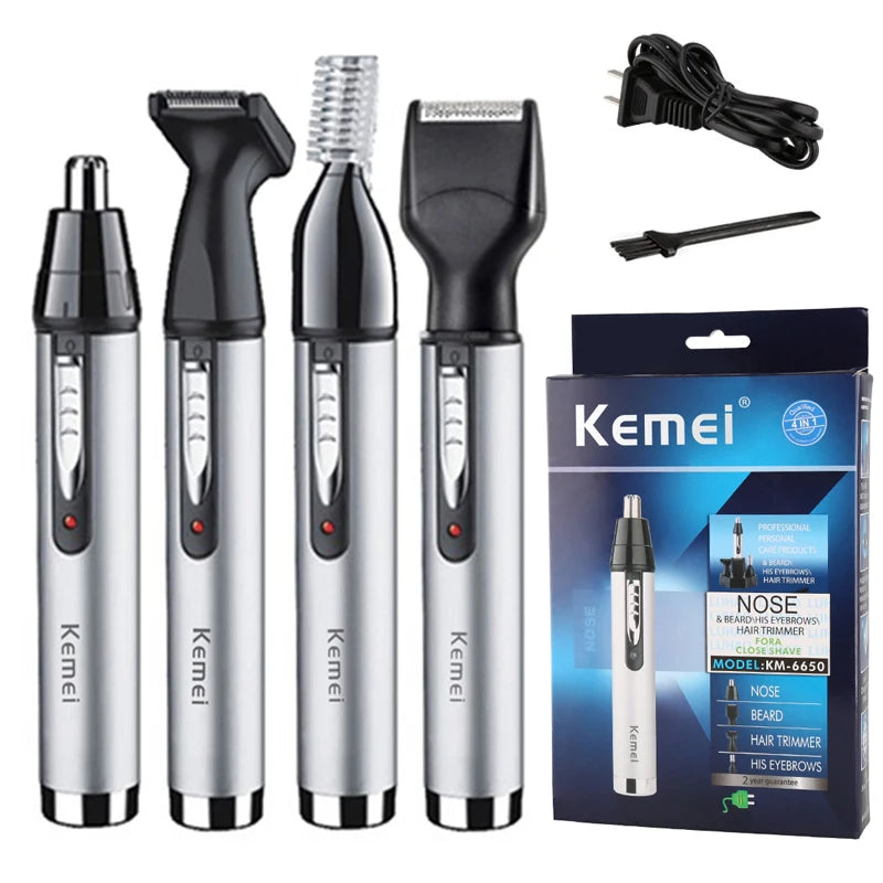 Kemei 4in1 grooming kit nose trimmer beard trimer for men electric eyebrow nose hair trimmer nose and ears machine rechargeable Main image