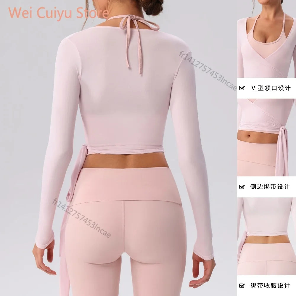 Yoga Sport Shirt Blouses Pilates Crop Top Fitness Women's Long Sleeve T-shirt Tees Sweatshirt Sportswear Woman Gym Yoga Clothes Secondary image