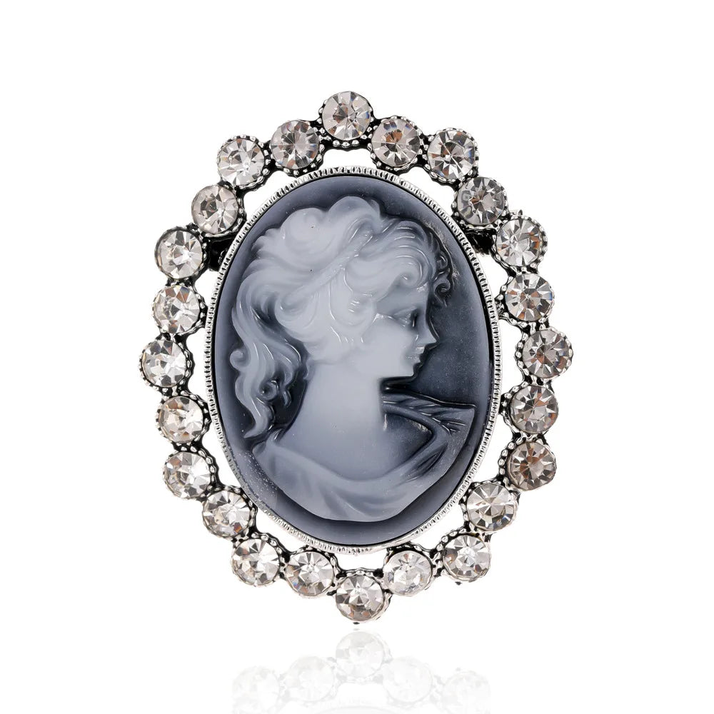 Vintage Victorian Design Queen's Cameo Brooch Pin, Antique Wedding Beauty Jewelry Gift, Elegant Style