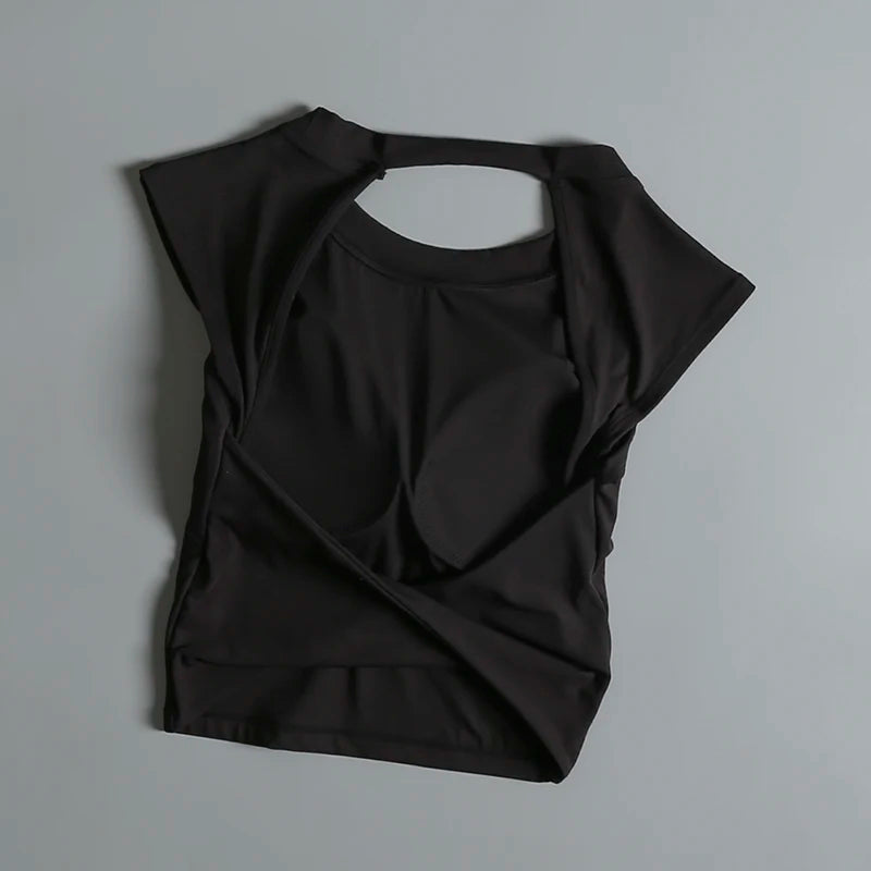 Sexy Backless Sports Vest Women Fixed Chest Pad Tight Quick-Drying Slim Fit Yoga Top Breathable Fitness Shirt