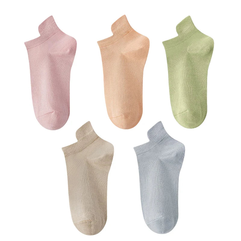 10pieces=5 Pairs Women Socks Casual Breathable High Quality Ankle Sock Summer Low Cut Cotton Thin Short Elastic Sox calcetines
