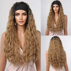 ALAN EATON Long Blonde Synthetic Headband Wig Ombre Blonde Straight Hair Wigs Natural Looking Heat Resistant Fiber for Daily Use