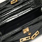 Luxury Leather and Woven Handbag with Vintage Metal Buckle, Elegant Short Handle, Stylish Women’s Tote for Evening & Daily Use