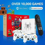 home gaming consoles G7,G8 8K 3D, supports two players, 60000 classic retro arcade games, includes 2.4G wireless controllers.