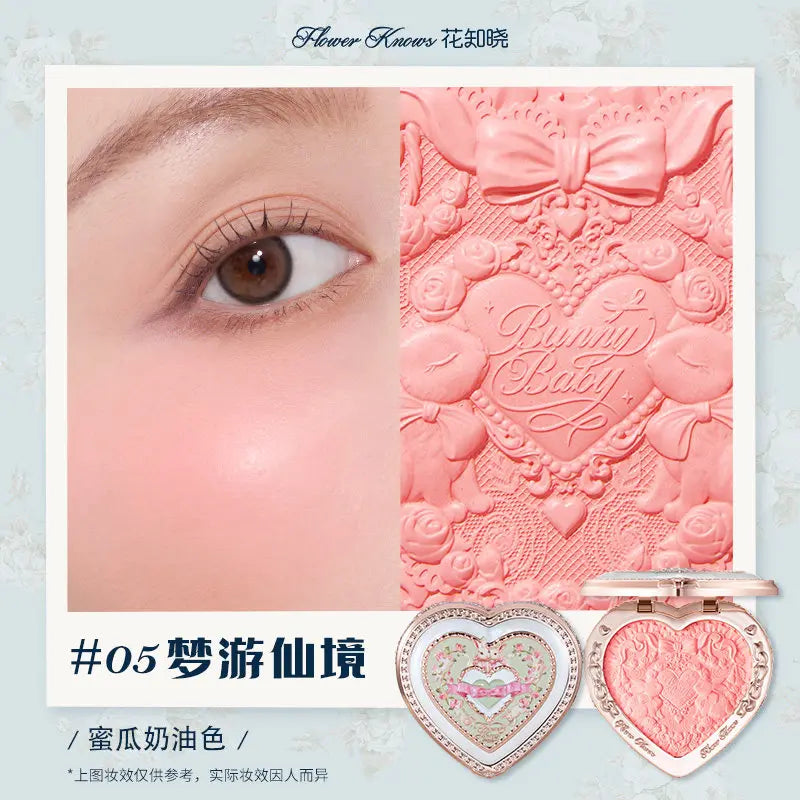 Flower Knows The Sweetie Bear Collection Satin embossed blush Lasting Matte Puffing Natural Brightening Facial Cosmetics 5g