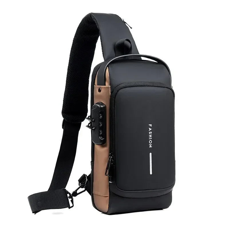 Men Anti Theft Chest Bag Shoulder Bags USB Charging Crossbody Package School Short Trip Messengers Bags Men's Oxford Sling Pack Main image