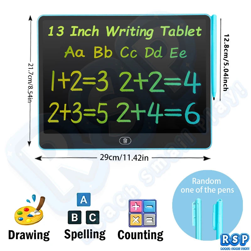 13/16 Inch LCD Drawing Tablet Writing Board Color Doodle Counting Practice Chalkboard Educational Toys For 3-12 Years Kids Gifts