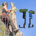 Tree Climbing Tools with Safety Belt 2M Rope 45# Steel Wide Foot Pedal Comfortable Kit for Fruit Picking, Jungle Survival, Black