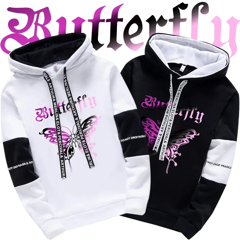 Girls Urban Fashion Loose Coat Letter Print Hoodie for Woman High Grade Y2K Korean Style Hooded Long Sleeve Sweatshirt Main image