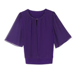 Summer Clothing Half Sleeve Chiffon Blouse 2025 New Fashion Loose Women Tops Solid Color Casual Pullovers Shirt