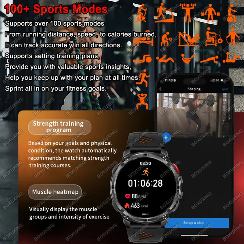 2026 New T-Rex 3 Ultra 1100mAh Smart Watch 5ATM Waterproof Outdoor Sports GPS Track Heart Rate Compass Bluetooth Call Smartwatch