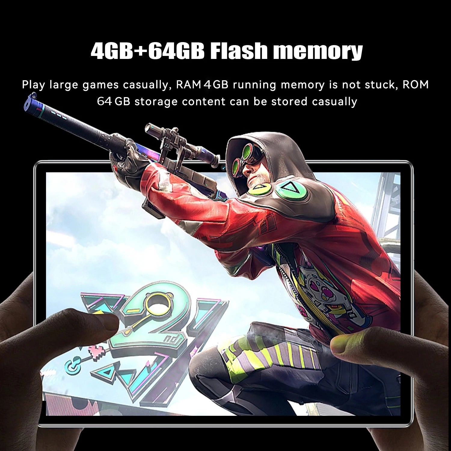 Sauenaneo PC Tablet 4GB RAM  64GB ROM (1TB Expansion) Supports Google Office Dual SIM Cards Dual cameras Android 11