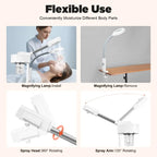 Dampfgerät für Gesicht, 2-in-1-Kombination, Zerstäuber, Ozon, Salon, Spa, Lupe, Luftbefeuchter mit LED-Lupenlampen, für Schönhei