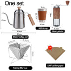 Pour Over Coffee Kettle Gooseneck Stainless Steel Tea Kettle, Hand Maker Brewed Pot Bean Grinder Folding Filter Cup