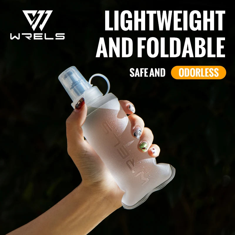 WRELS 250ml 500ml Soft Flask Folding Collapsible Water Bottle TPU BPA Free Outdoor Sport Portable   Water Bag Running Camping