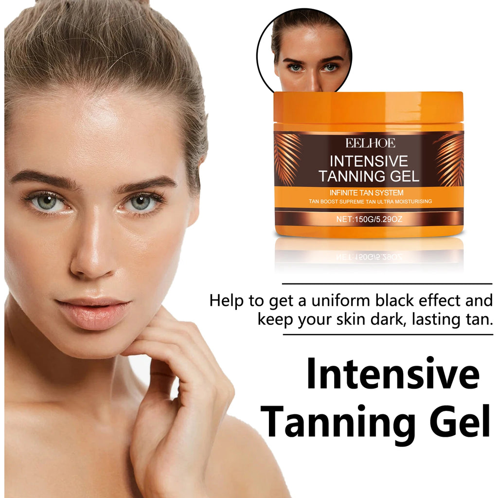 Intensive Tanning Gel & Cream Set Accelerator Bronzing Dark Skin Long Lasting Moisturizing Face Body Sunless Self Tanning Cream