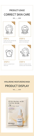 20pcs BIOAQUA Centella Collagen Face Mask VC Moisturizing Refreshing Sheet Masks Hyaluronic Acid  Facial Mask Skin Care Products