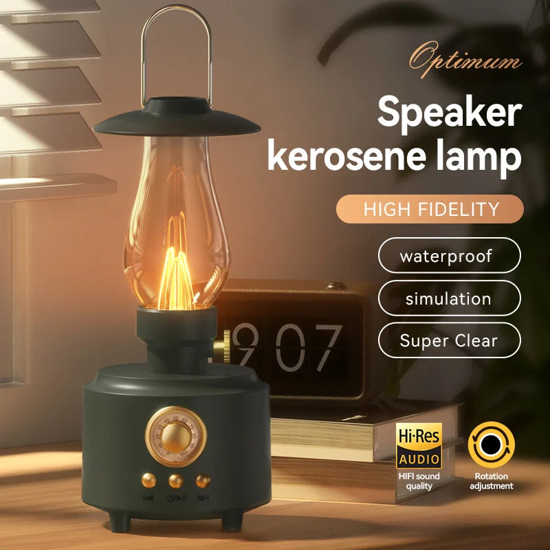 Retro Lamp Style Wireless Bluetooth Speaker with Portable FM Radio and USB Port Bluetooth 5.3 Suitable for Camping Home Decor
