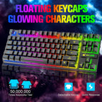 T87 Wireless Keyboard Mouse Set, Rainbow Backlit 2.4G Rechargeable Gaming Keyboard 2400DPI Optical Gaming Mouse with Mouse Pad
