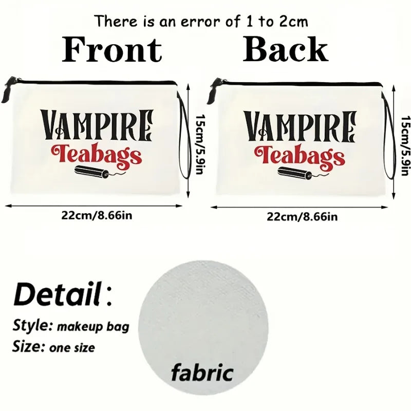 VAMPIRE Teabags Themed Toiletry Bag Menstrual Period Pouch Fashionable Portable Travel Organizer Creative Wristlet Makeup Bags