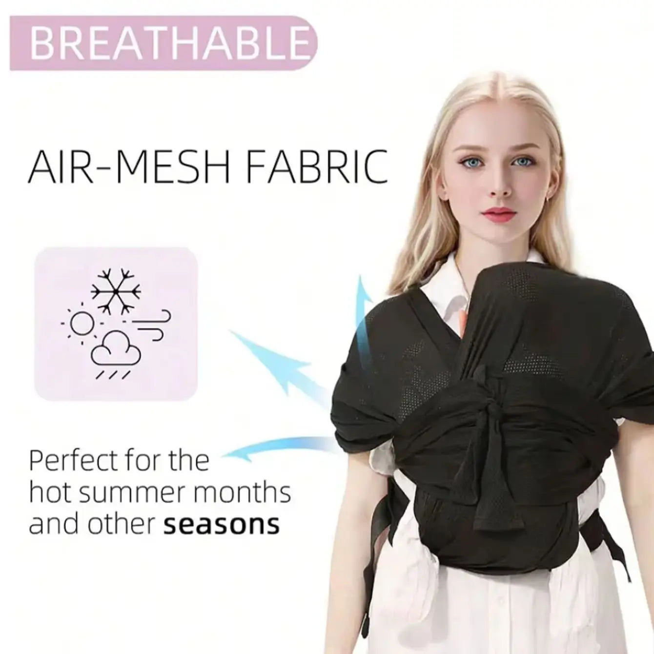 Adjustable Newborn Baby Sling Soft Breathable Air Mesh Carrier Infant Wrap Hipseat Gridding Cloth Wrap for Comfortable Wearing Main image