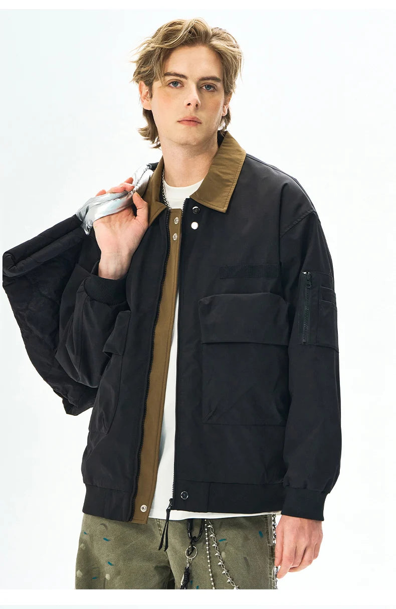 Men's Spring Casual Blazer Jacket Turn-Down Collar Stylish Versatile Office Wear Lightweight Coat Trendy Man Large Pocket Jacket