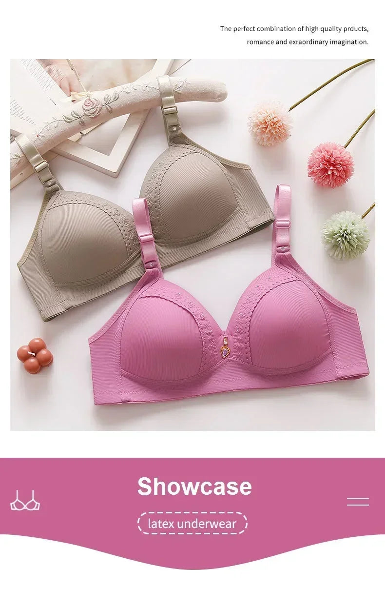 Gathered Side Collection Lifting Underwear Breasts Brassiere Large Size Bra Full Cup Underwear Brassiere No Steel Ring  Bra
