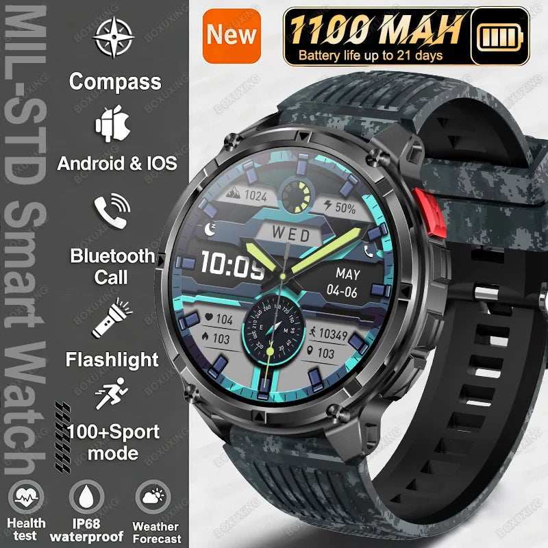 2026 New T-Rex 3 Ultra 1100mAh Smart Watch 5ATM Waterproof Outdoor Sports GPS Track Heart Rate Compass Bluetooth Call Smartwatch