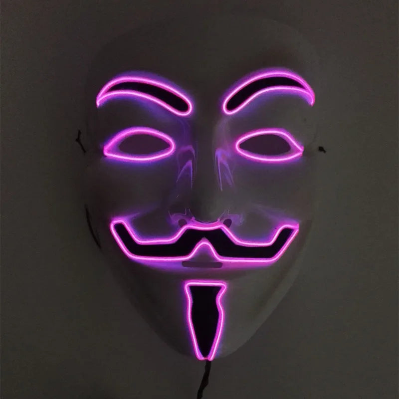 V For Vendetta Mask Cosplay Guy Fawkes Hacker Glowing Mask For Halloween Carnival  Decor Props