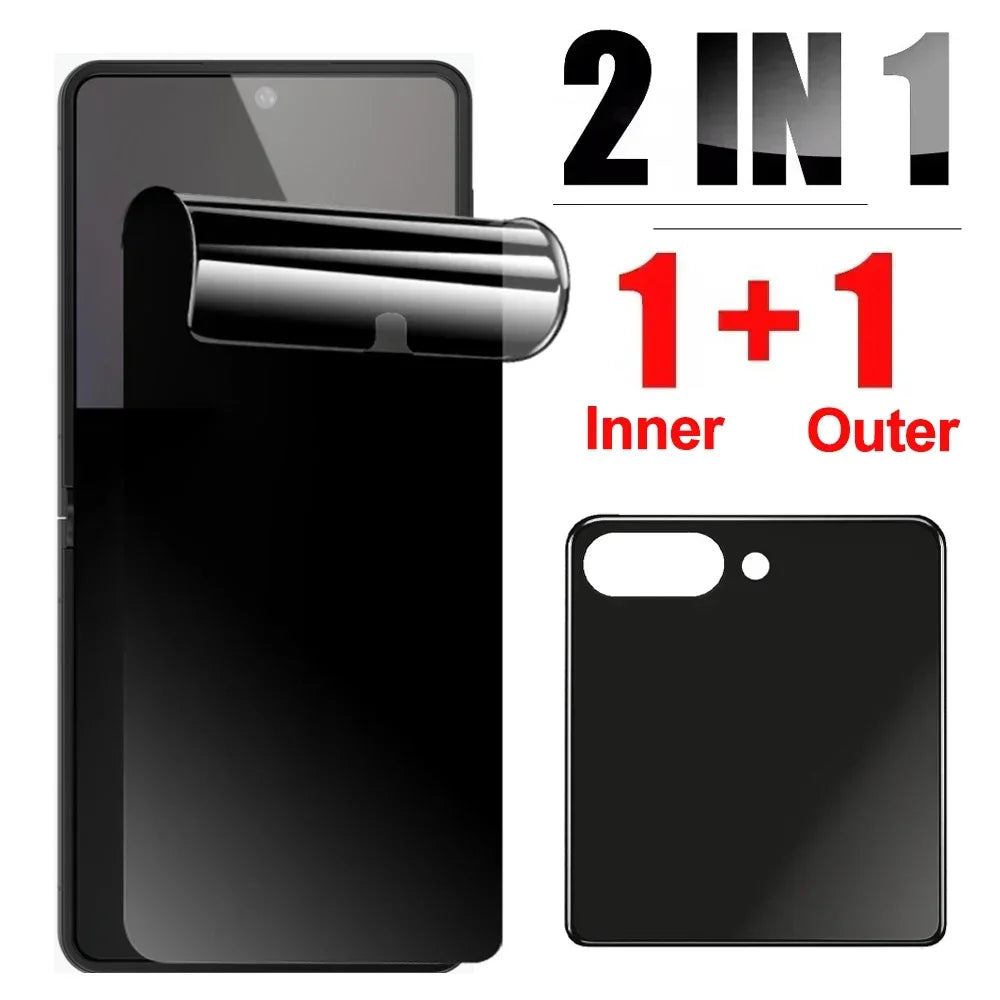 4in1 Privacy Screen Protector Inner & Outer Anti-Spy Hydrogel Films for Samsung Galaxy Z Flip 7 Flip7 Anti-peeping Protectors