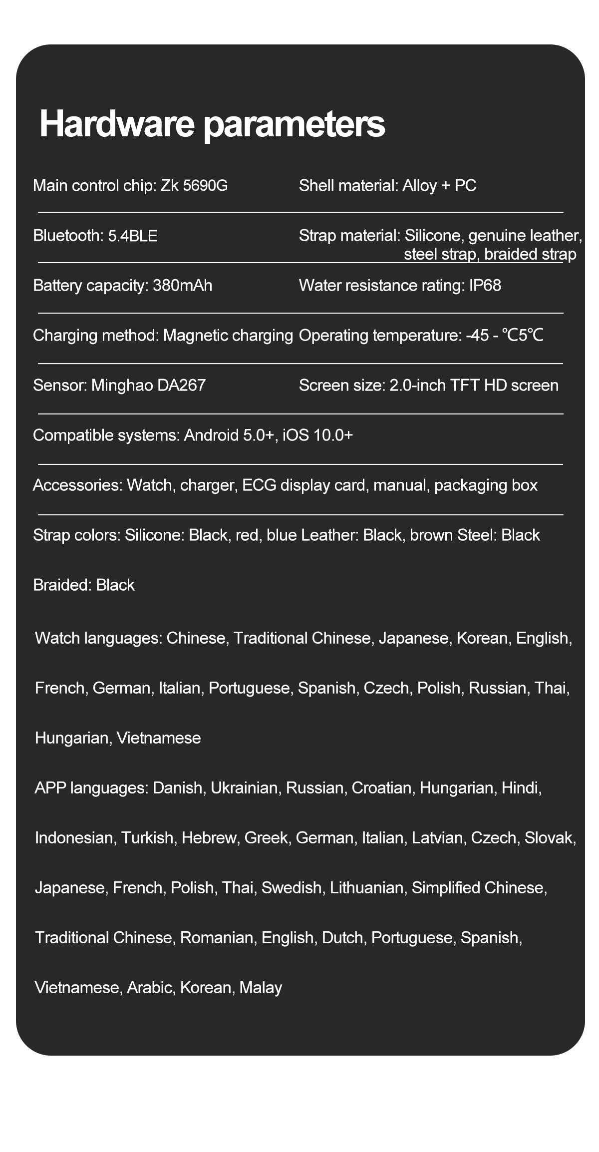 New Health Watch Uric Acid Blood Pressure Blood oxygen Body Analysis Body Fat SmartWatch ECG+PPG Bluetooth call Clock Women Men