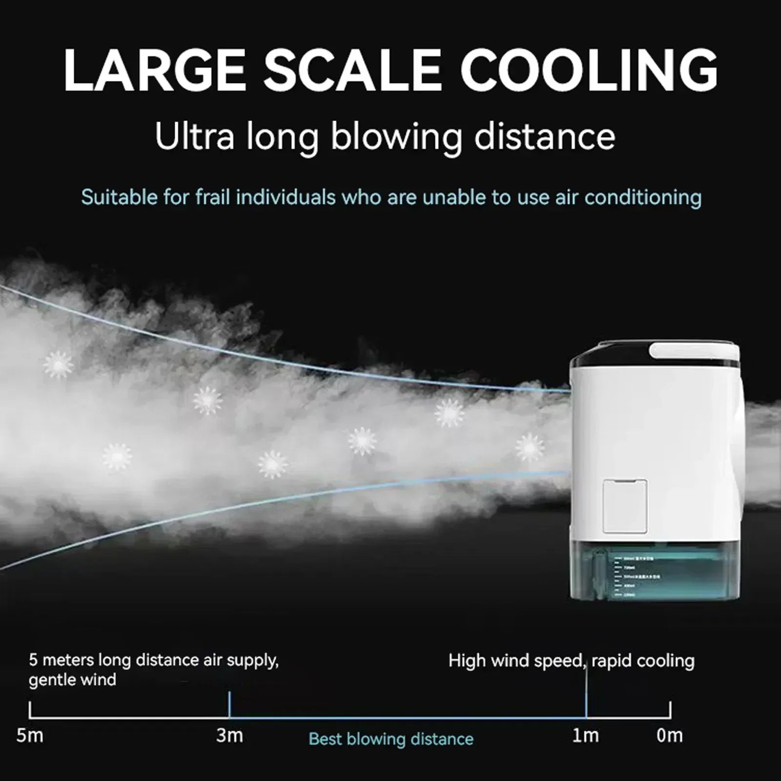 Compact Air Conditioning 3-Speed Personal Air Cooler 900ml Water Tank 7-Color Mood Light For Bedroom Desk Office